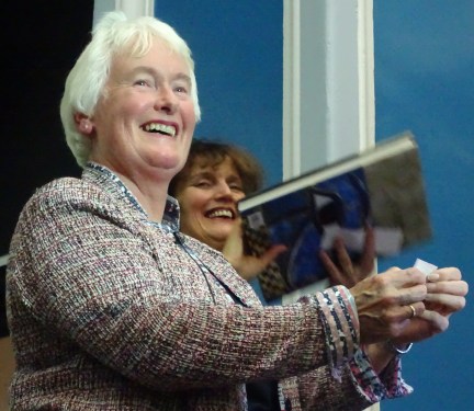 Dr Margaret Mountford announcing the winner of the raffle